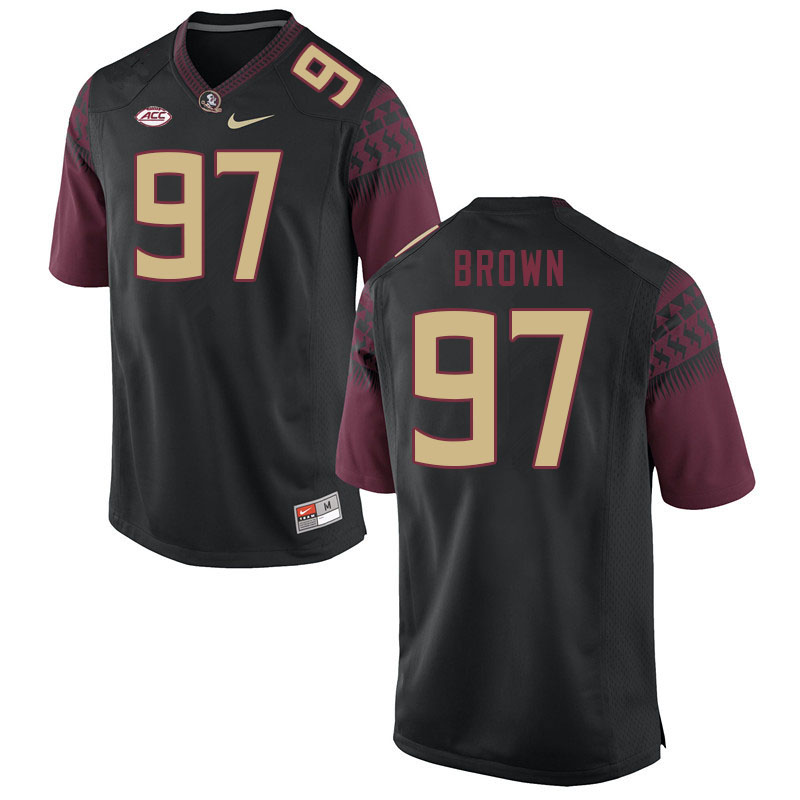 Men #97 Dylan Brown Florida State Seminoles College Football Jerseys Stitched-Black - Click Image to Close